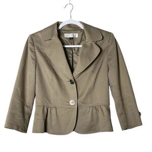 Tahari Arthur S. Levine Beige Peplum Career Blazer Coat Women's Size 6